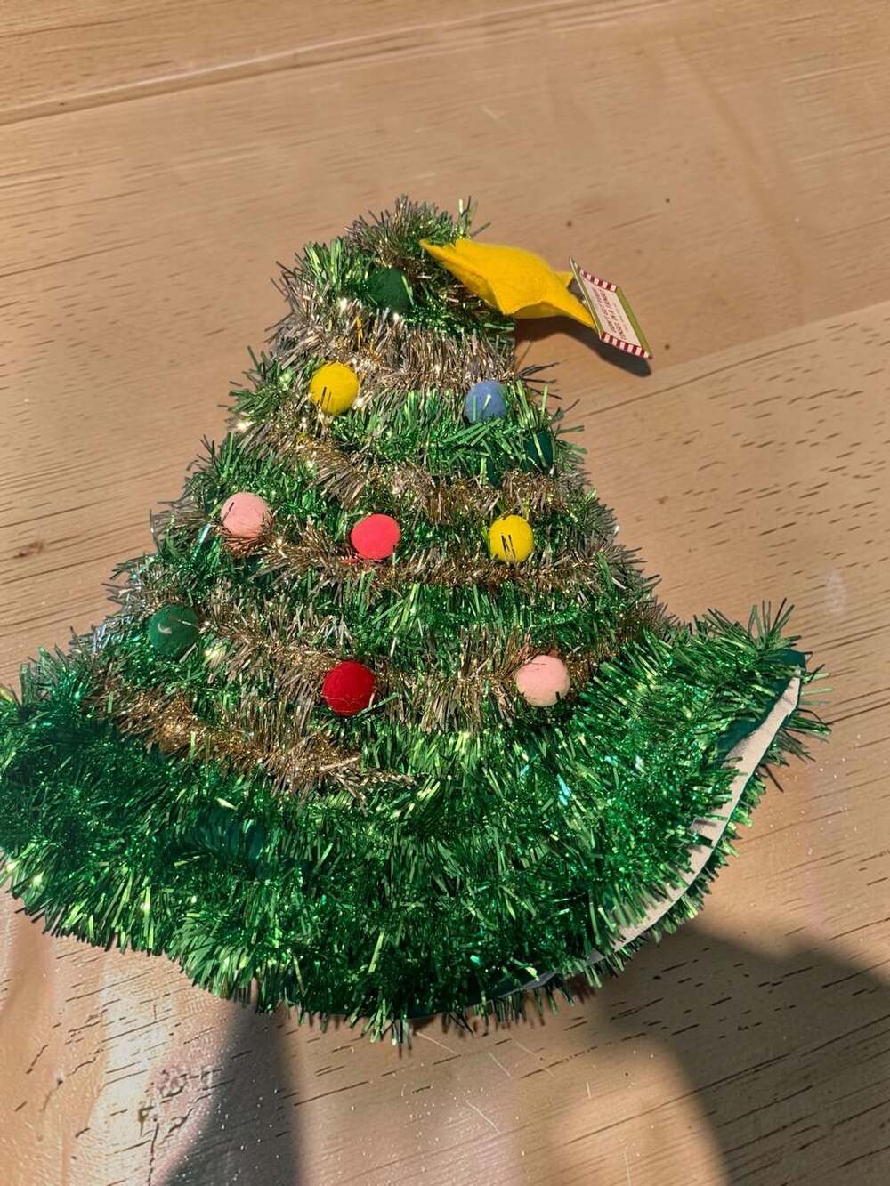 Don't Get Your Tinsel in a Tangle Tinsel Xmas Tree Hat Green Gold